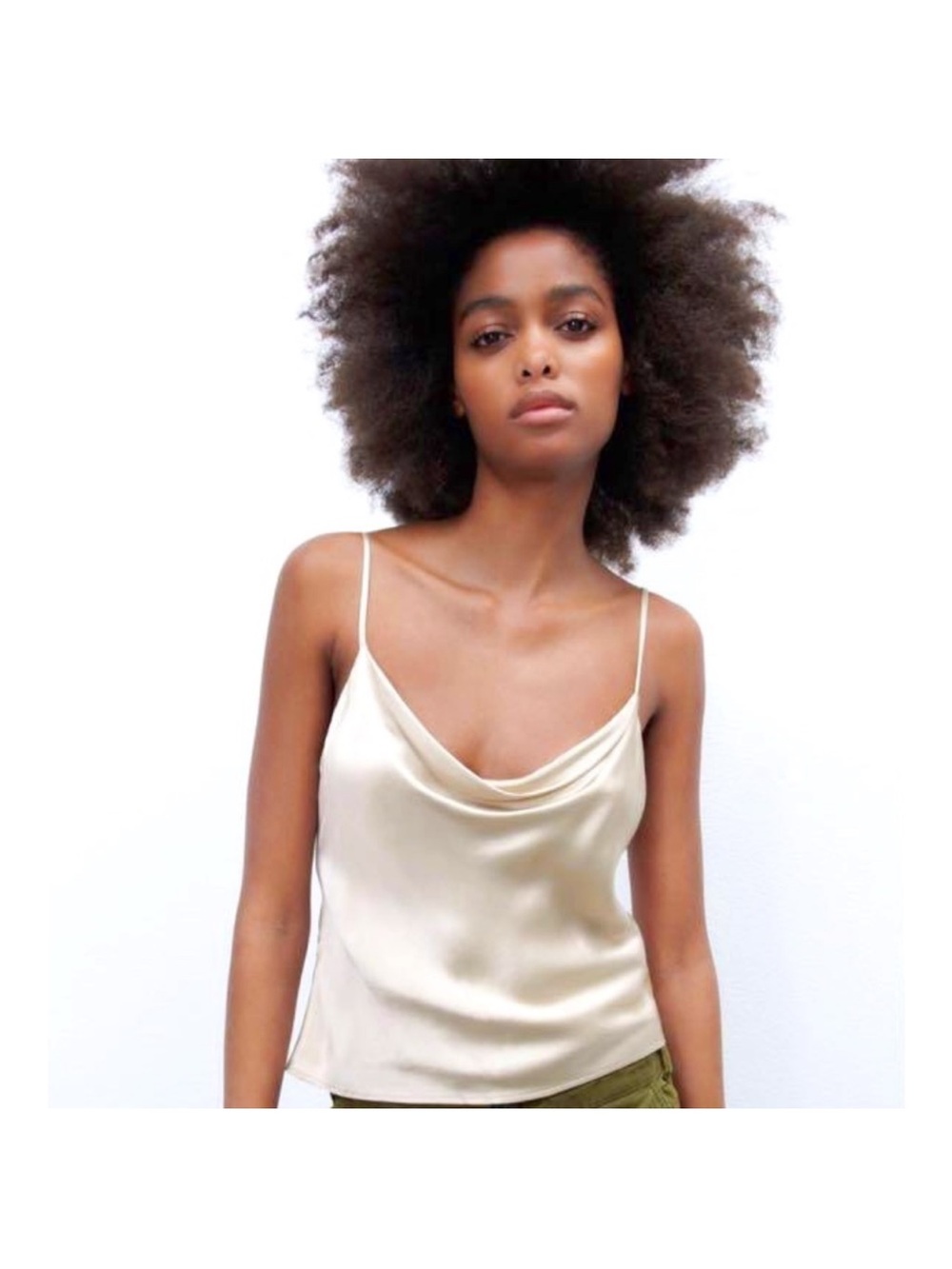Zara Cowl Neck Camisole Tank Top -champagne